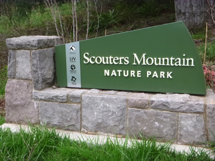 Scouters Mountain Nature Park entrance sign